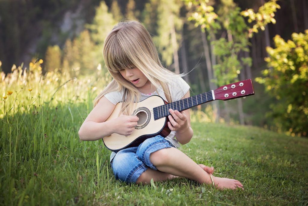 Girl trying to practice on vacation